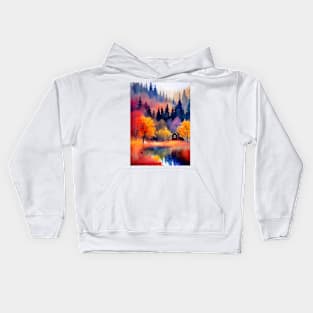 Colorful Autumn Landscape Watercolor 36 Kids Hoodie